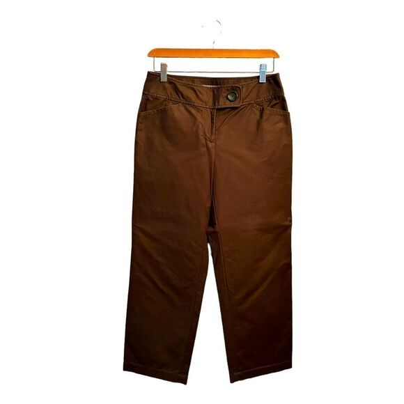 Ann Taylor Brown Margo Curvy Straight Leg Capri Pants Size 2 10 0337 - Picture 1 of 8